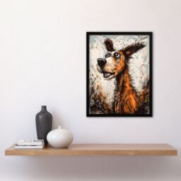 "Artery8 Wall Art Print The Master Calls Artwork Fun Dog Painting By Tom Jones Art Framed - Size: W12"" x H16""" - thumbnail 4