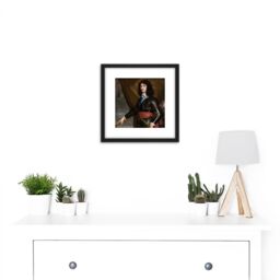 Artery8 De Champaigne Portrait King Charles II England 8X8 Inch Square Wooden Framed Wall Art Print Picture with Mount in Black - thumbnail 2