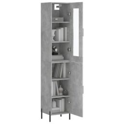 Berkfield Home Highboard Concrete Grey 34.5x34x180 cm Engineered Wood - thumbnail 3