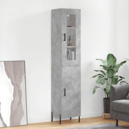 Berkfield Home Highboard Concrete Grey 34.5x34x180 cm Engineered Wood - thumbnail 1