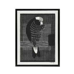 "Artery8 Stylised Galah Cockatoo Bird De Mesquita Framed Canvas Wall Art Print in Black - Size: W12"" x H16""" - thumbnail 1