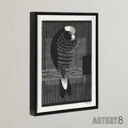"Artery8 Stylised Galah Cockatoo Bird De Mesquita Framed Canvas Wall Art Print in Black - Size: W12"" x H16""" - thumbnail 2
