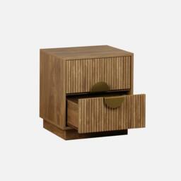 sweeek 2-drawer bedside table in grooved mango wooden effect in Brown - thumbnail 2