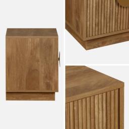 sweeek 2-drawer bedside table in grooved mango wooden effect in Brown - thumbnail 3