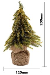 Netagon Decorative Gold Finish Mini Christmas Tree in Hessian Bag in Green - thumbnail 2