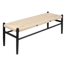 Nicholas Winter Wooden Scandi Danish Style Dining Bench - Black/Natural in Black