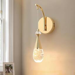 Garwarm Wall Sconce Light w/ Bubble Crystal Shade, Adjustable Hanging Cord, 3500K Warm Light, Elegant Wall Lighting Fixture for Bedroom, Living Room - thumbnail 1