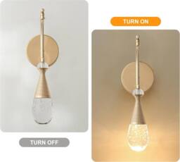 Garwarm Wall Sconce Light w/ Bubble Crystal Shade, Adjustable Hanging Cord, 3500K Warm Light, Elegant Wall Lighting Fixture for Bedroom, Living Room - thumbnail 3