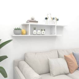 Berkfield Home Wall-Mounted TV Shelf White 125x18x23 cm Engineered Wood - Size: 125 x 18 x 23 cm - thumbnail 3