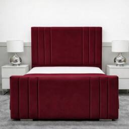Living Comfort Bedz Canberra Plush Velvet Upholstered Bed Slatted Base - 48Inch Headboard in Maroon - Size: Single - thumbnail 2
