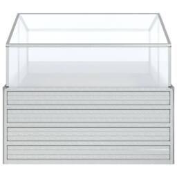 Berkfield Home Garden Raised Bed with Greenhouse 100x100x85 cm Silver - Size: 100 x 100 x 85 cm - thumbnail 4
