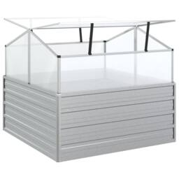 Berkfield Home Garden Raised Bed with Greenhouse 100x100x85 cm Silver - Size: 100 x 100 x 85 cm - thumbnail 6