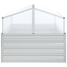 Berkfield Home Garden Raised Bed with Greenhouse 100x100x85 cm Silver - Size: 100 x 100 x 85 cm - thumbnail 5