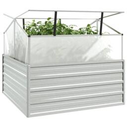 Berkfield Home Garden Raised Bed with Greenhouse 100x100x85 cm Silver - Size: 100 x 100 x 85 cm - thumbnail 3