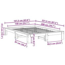 Berkfield Home Bed Frame without Mattress Wax Brown 140x200 cm Solid Wood Pine - thumbnail 8