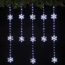 Voltico Snowflake Curtain Lights 234 White LED 0.9x1.2m in Cool White - Size: 10m - thumbnail 1