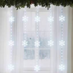 Voltico Snowflake Curtain Lights 234 White LED 0.9x1.2m in Cool White - Size: 10m - thumbnail 2