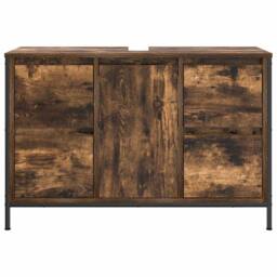 Berkfield Home Decorative Basin Cabinet with Drawers Smoked Oak 90x34.5x60 cm in Brown - thumbnail 6