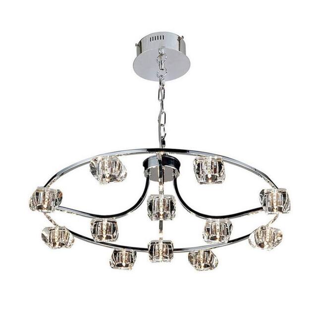 Netlighting Polana Pendant Round 12 Light G4 Polished Chrome NOT LEDCFL Compatible in Grey - image 1