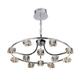 Netlighting Polana Pendant Round 12 Light G4 Polished Chrome NOT LEDCFL Compatible in Grey - thumbnail 1