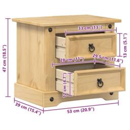 Berkfield Home Beautiful Bedside Cabinet Corona 53x39x50 cm Solid Wood Pine in Light Brown - Size: 53 x 39 x 50 cm - thumbnail 9