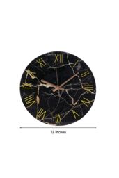 Living and Home Black Modern Marble Texture Clock Rustic Kitchen Decor 12 Inch Wall Clock - thumbnail 2