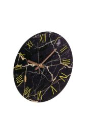 Living and Home Black Modern Marble Texture Clock Rustic Kitchen Decor 12 Inch Wall Clock - thumbnail 3