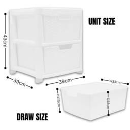 FORGEVIO Rattan Effect Storage Tower Unit, Available with Drawers 2 Drawer in White - thumbnail 2