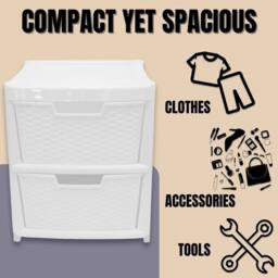 FORGEVIO Rattan Effect Storage Tower Unit, Available with Drawers 2 Drawer in White - thumbnail 5