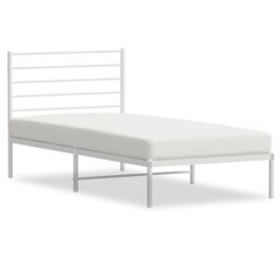 Berkfield Home Metal Bed Frame with Headboard White 107x203 cm - thumbnail 2