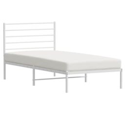 Berkfield Home Metal Bed Frame with Headboard White 107x203 cm - thumbnail 4