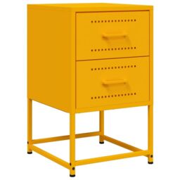 Berkfield Home Bedside Cabinets 2 pcs Mustard Yellow 36x39x60.5 cm Steel - thumbnail 5