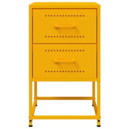 Berkfield Home Bedside Cabinets 2 pcs Mustard Yellow 36x39x60.5 cm Steel - thumbnail 6