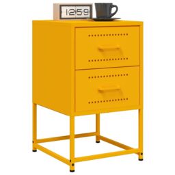 Berkfield Home Bedside Cabinets 2 pcs Mustard Yellow 36x39x60.5 cm Steel