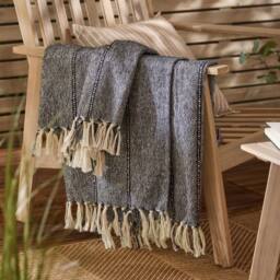 Yard Hedon Woven Indoor/Outdoor Throw in Navy - Size: 130 cm x 180 cm - thumbnail 1
