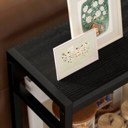 STILVORA Side Table with 3 Shelves & Steel Frame Black - thumbnail 7
