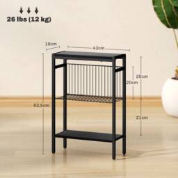 STILVORA Side Table with 3 Shelves & Steel Frame Black - thumbnail 3