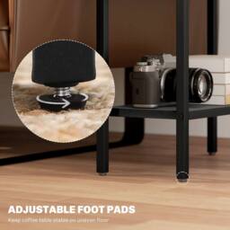 STILVORA Side Table with 3 Shelves & Steel Frame Black - thumbnail 5
