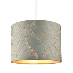 Happy Homewares Dusty Silver Jacquard Cotton Lamp Shade with Gold Leaf Foil Leaves - Size: 10 inches - thumbnail 2