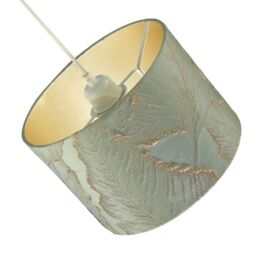 Happy Homewares Dusty Silver Jacquard Cotton Lamp Shade with Gold Leaf Foil Leaves - Size: 10 inches - thumbnail 4