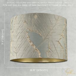 Happy Homewares Dusty Silver Jacquard Cotton Lamp Shade with Gold Leaf Foil Leaves - Size: 10 inches - thumbnail 7