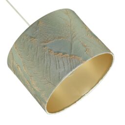 Happy Homewares Dusty Silver Jacquard Cotton Lamp Shade with Gold Leaf Foil Leaves - Size: 10 inches - thumbnail 5