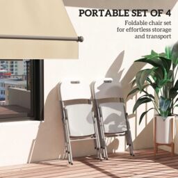 OUTSUNNY 4PCS Folding Chair with Steel Frame, Garden Chair Set, White - Size: 4 Pack - thumbnail 4