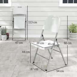 OUTSUNNY 4PCS Folding Chair with Steel Frame, Garden Chair Set, White - Size: 4 Pack - thumbnail 3
