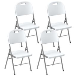 OUTSUNNY 4PCS Folding Chair with Steel Frame, Garden Chair Set, White - Size: 4 Pack - thumbnail 2