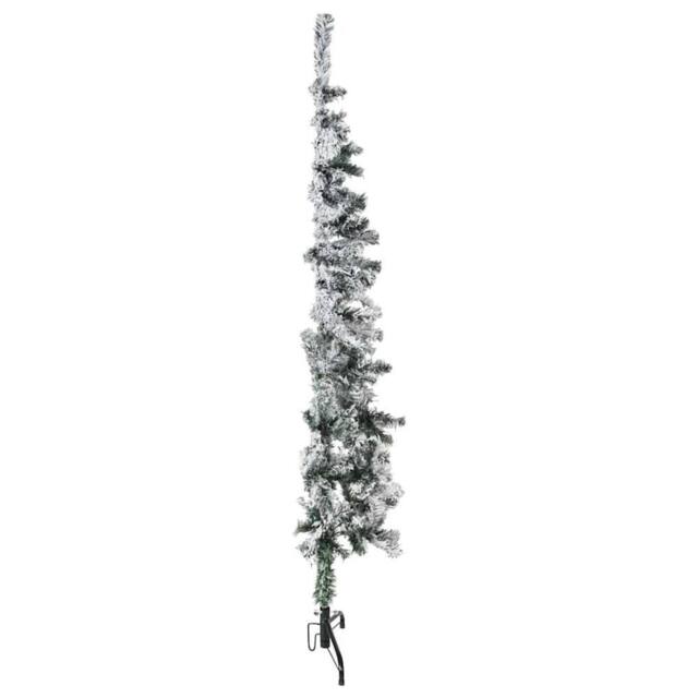 Berkfield Home Slim Artificial Half Christmas Tree with Flocked Snow 150 cm in Green - image 1