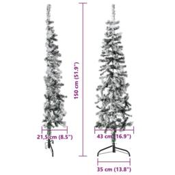 Berkfield Home Slim Artificial Half Christmas Tree with Flocked Snow 150 cm in Green - thumbnail 9