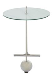 Orsina Stylish Design End Table, Easily Maintained Semi Circle Design Side Table, Versatile Modern Side Table in Silver - thumbnail 5