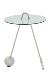 Orsina Stylish Design End Table, Easily Maintained Semi Circle Design Side Table, Versatile Modern Side Table in Silver - thumbnail 2