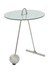 Orsina Stylish Design End Table, Easily Maintained Semi Circle Design Side Table, Versatile Modern Side Table in Silver - thumbnail 1